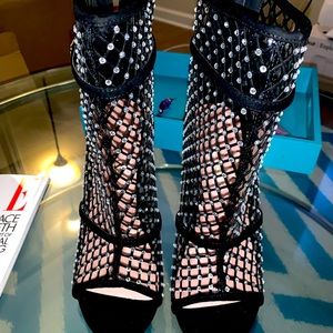 See Thru plastic Rhinestone Accented Bootie